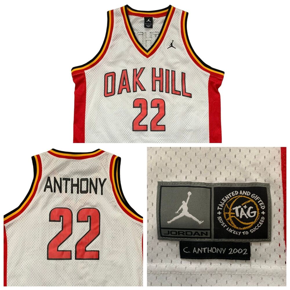 VTG Jordan Oak Hill Carmelo Anthony Jersey Mens L White Swingman Basketball